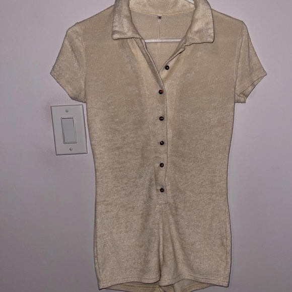 Women's Cream and Brown Jumpsuit - Picture 1 of 4